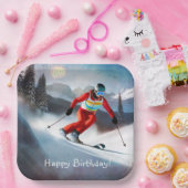 スノースキー誕生日紙プレート ペーパープレート (パーティー)