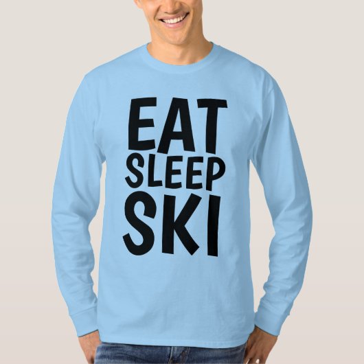スノースキーTシャツ、食べ睡眠スキー Tシャツ (正面)