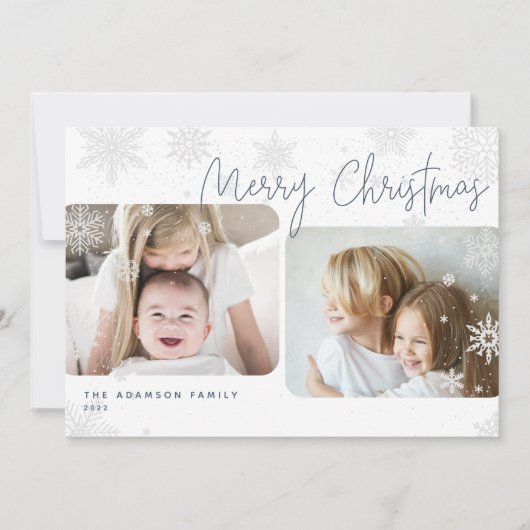 スノースクリプト | 2フォトメリークリスマスホリデーカー シーズンカード (正面)