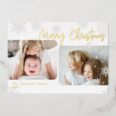 スノースクリプト | 2フォトメリークリスマス 箔シーズンカード (正面)