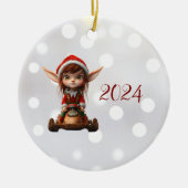 スノースクータークリスマス小妖精や小人セラミックオーナメント セラミックオーナメント (正面)