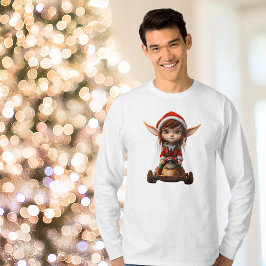 スノースクータークリスマス小妖精や小人メンズティー Tシャツ