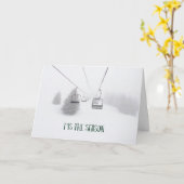 スノーストームでスキーリフト カード (黄色い花)