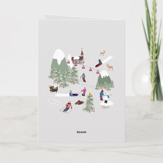 スノースポーツの山々しいスキー場の風景 シーズンカード (裏面)