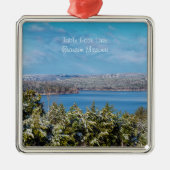 スノーダスティングアットテーブルロックレイクスクエアオーナメント メタルオーナメント (正面)