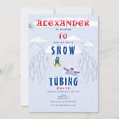 スノーチュービングレースウィンタースポーツ誕生日パーティー 招待状 (正面)