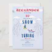 スノーチューブ レース ウィンター スポーツ 誕生日パーティー 招待状 (正面)