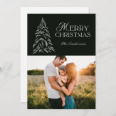 スノーツリーモダンフォントグリーンフォト シーズンカード (正面/裏面)