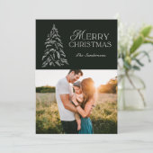 スノーツリーモダンフォントグリーンフォト シーズンカード (スタンド正面)