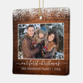 スノートップウッド私たちの初めてのクリスマス家族の写真 セラミックオーナメント (左)