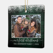 スノートップグリーンウッド私たちの初めてのクリスマス写真 セラミックオーナメント (左)