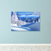 スノートップマウンテンズオイル塗装プリント キャンバスプリント (インサイチュ (ウッドフロア))