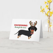 スノートナカイ犬を介したクリスマスダックスシュント カード (黄色い花)