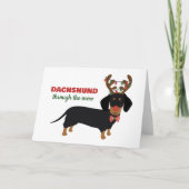 スノートナカイ犬を介したクリスマスダックスシュント カード (正面)