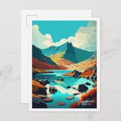 スノードニアウェールズアートトラベルヴィンテージイラストレーション ポストカード (正面/裏面)