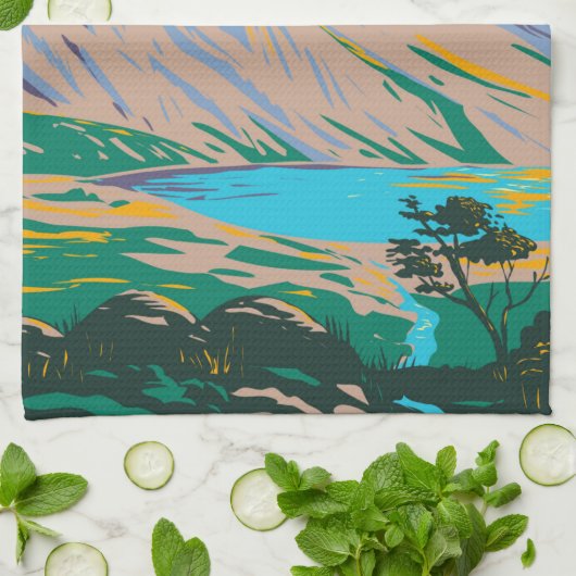 スノードニアナショナルパークウエールズレイクグラスリンヴィンテージ キッチンタオル (折り畳み)