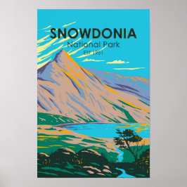 スノードニアナショナルパークウエールズレイクグラスリンヴィンテージ ポスター