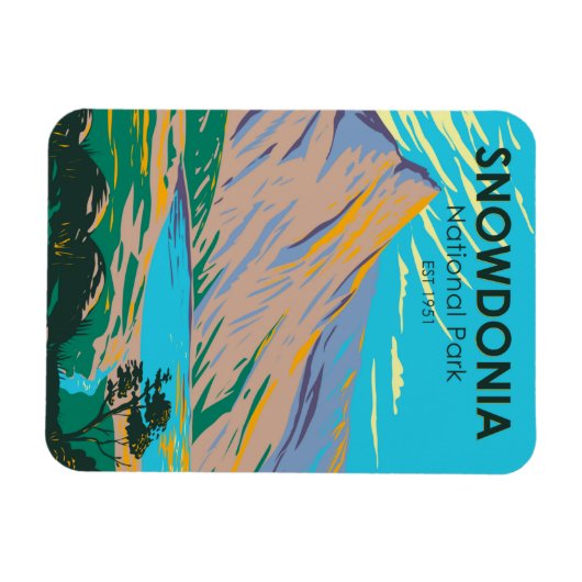 スノードニアナショナルパークウエールズレイクグラスリンヴィンテージ マグネット (横)