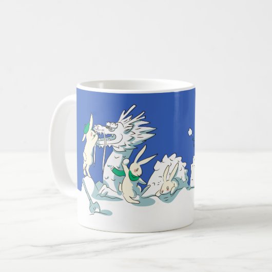 スノードラゴンとうさぎのマグカップ コーヒーマグカップ (正面左)