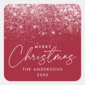 スノードリフトクランベリーメリークリスマス スクエアシール (正面)