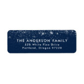 スノードリフトネイビーブルーホリデイ差出人住所 ラベル (正面)