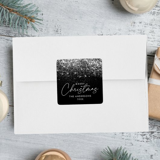 スノードリフトブラックメリークリスマス スクエアシール