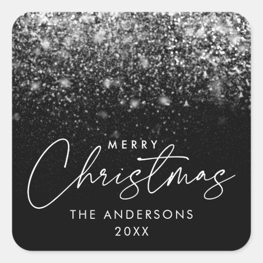 スノードリフトブラックメリークリスマス スクエアシール (正面)