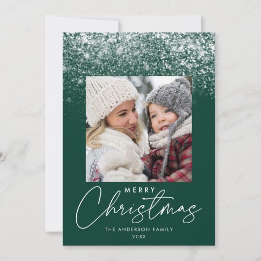 スノードリフトメリークリスマスグリーン写真 シーズンカード (正面)