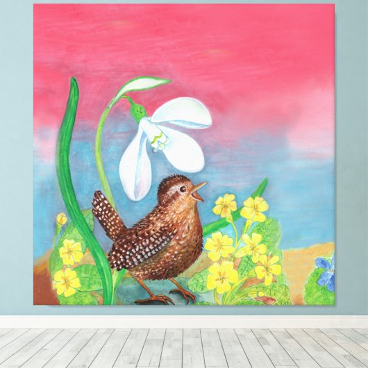 スノードロップとウォンバードは春を召喚 キャンバスプリント (インサイチュ (ウッドフロア))