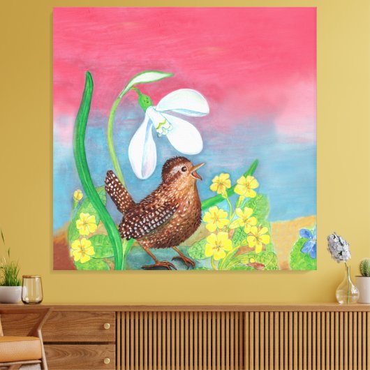 スノードロップとウォンバードは春を召喚 キャンバスプリント (インサイチュ (リビング))