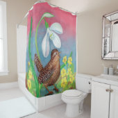 スノードロップとウォンバードは春を召喚 シャワーカーテン (インサイチュ)