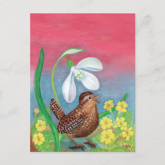 スノードロップとウォンバードは春を召喚 シーズンポストカード (正面)