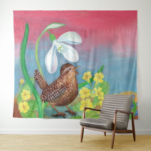 スノードロップとウォンバードは春を召喚 タペストリー (インサイチュ(横))