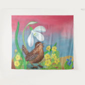 スノードロップとウォンバードは春を召喚 タペストリー (正面(横))