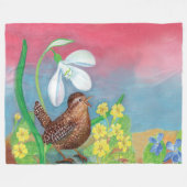 スノードロップとウォンバードは春を召喚 フリースブランケット (正面(横))