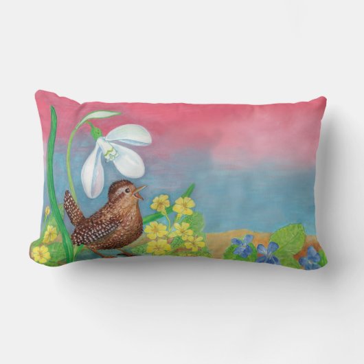 スノードロップとウォンバードは春を召喚 ランバークッション (正面)