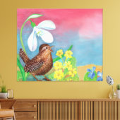 スノードロップとウレン鳥が春 キャンバスプリント (インサイチュ (リビング))