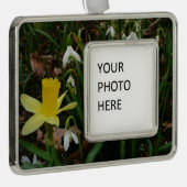 スノードロップと水仙春フローラ シルバープレートフレームオーナメント (右)