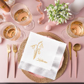 スノードロップの冬の花モチーフ 名前付き 箔ナプキン