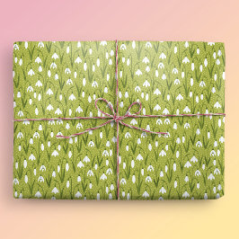 スノードロップグリーン春イースター ラッピングペーパー