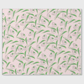 スノードロップパターン赤面ピンク ラッピングペーパー (フラット)