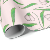 スノードロップパターン赤面ピンク ラッピングペーパー (ロールコーナー)