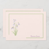 スノードロップパーソナライズされたフローラ文房具カード 招待状 (正面/裏面)