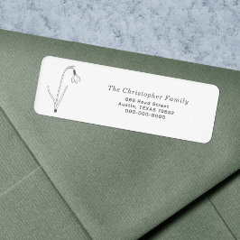 スノードロップラインアートフラワー差出人住所ラベル ラベル