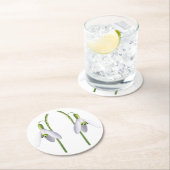 スノードロップ生地パターン。 ラウンドペーパーコースター (インサイチュ)