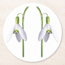 スノードロップ生地パターン。 ラウンドペーパーコースター