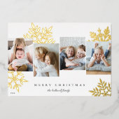 スノードロップ4フォトコラージメリークリスマス 箔シーズンカード (正面)