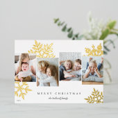 スノードロップ4フォトコラージメリークリスマス 箔シーズンカード (立ち正面)