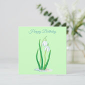 スノードロップ(ガランサス)イラストレーション誕生日 カード (スタンド正面)