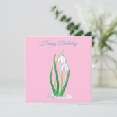スノードロップ（ガランサス）イラストレーション誕生日 カード (スタンド正面)